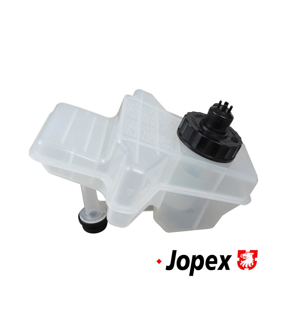 Zbiornik płynu hamulcowego z czarnym korkiem i czujnikiem. Do modeli ze wspomaganiem hamulców