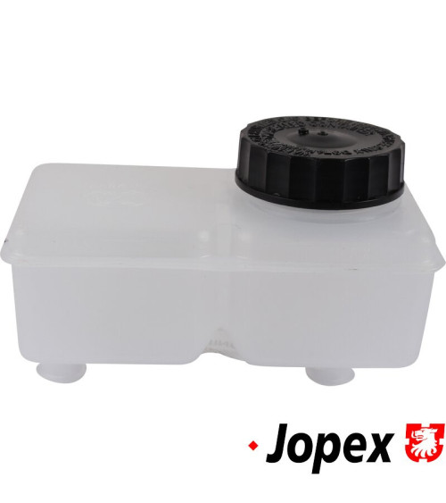 Zbiornik płynu hamulcowego z czarnym korkiem. Dla modeli z dwuobwodowym układem hamulcowym bez serwa hamulca