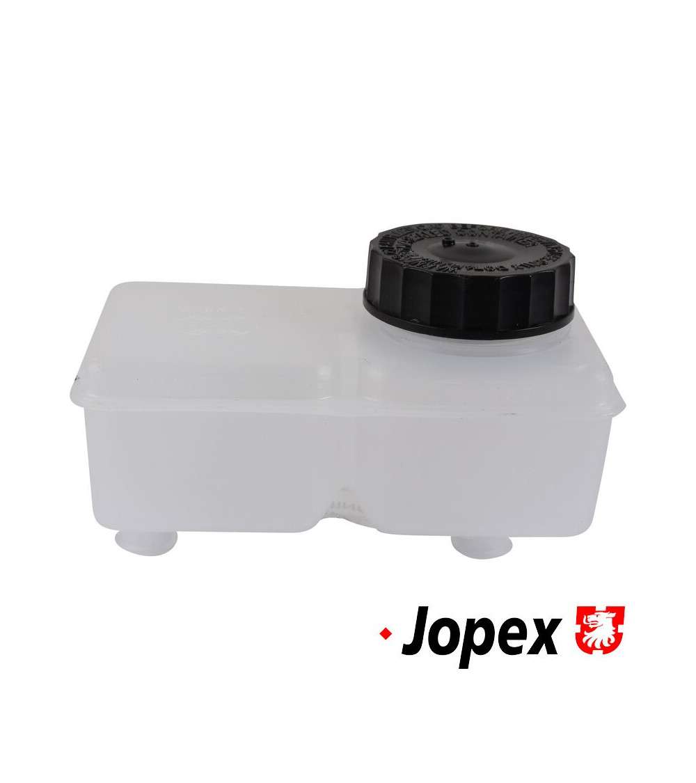 Zbiornik płynu hamulcowego z czarnym korkiem. Dla modeli z dwuobwodowym układem hamulcowym bez serwa hamulca