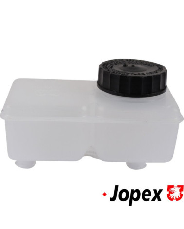 Zbiornik płynu hamulcowego z czarnym korkiem. Dla modeli z dwuobwodowym układem hamulcowym bez serwa hamulca